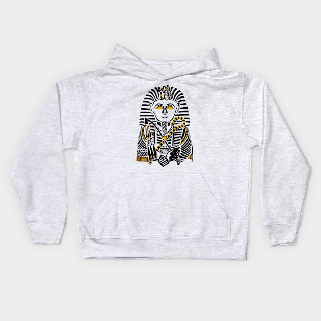 King Tutankhamun Tribal style art Kids Hoodie by Designs by Darrin